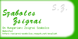szabolcs zsigrai business card